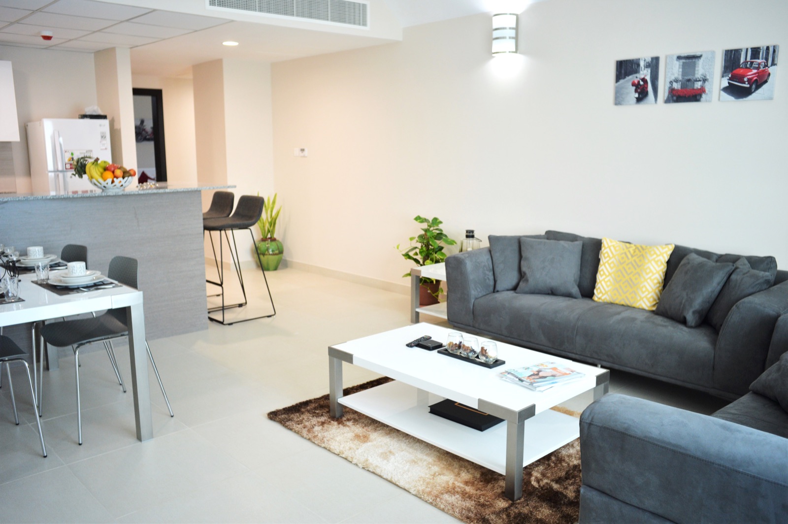 Furnished living area with sea view at Tilal Towers