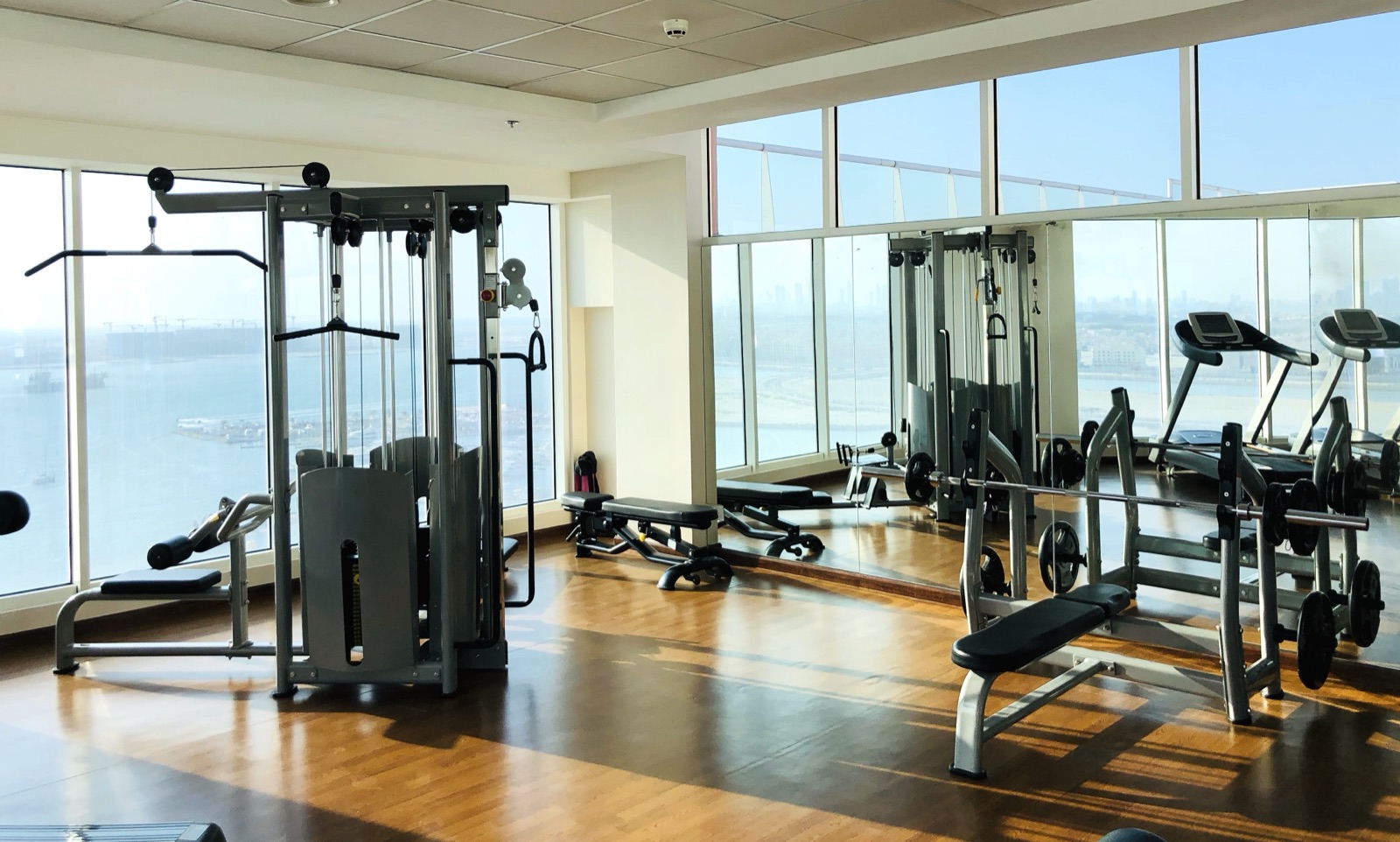 Residents' gym cardio equipment at Tilal Towers